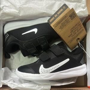 Nike Black and White Mid-Top Sneakers with Velcro Straps